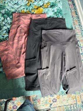 3-Pack Lulu Lemon Women's High-Waist Leggings — Mauve Camo, Black, Charcoal